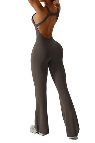 Sleeveless Open Back Flared Jumpsuit for Workout view 5