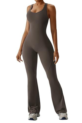 Sleeveless Open Back Flared Jumpsuit for Workout view 6