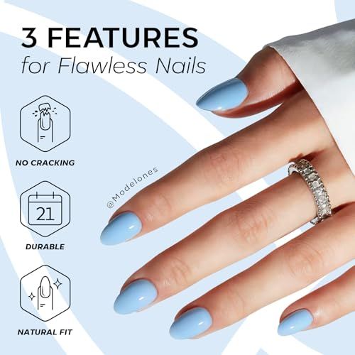 Full Cover Oval Press-On Nails Set: Easy view 4