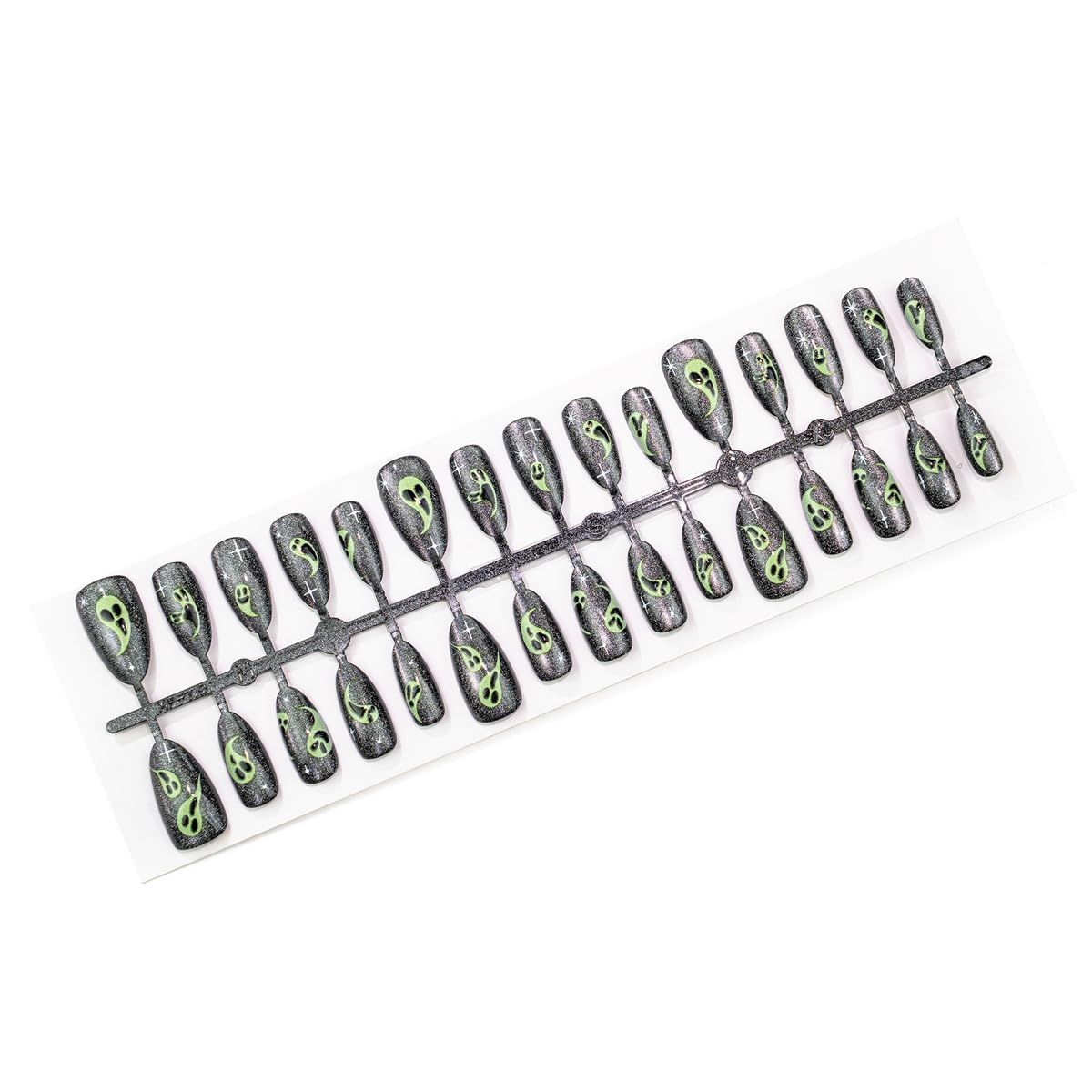 24-Pack Halloween Press-On Nails for Spooky Themed Party Looks (black) view 5