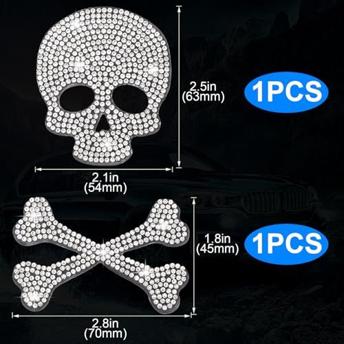 Sparkling Rhinestone Skull & Crossbones Decal for Cars view 2