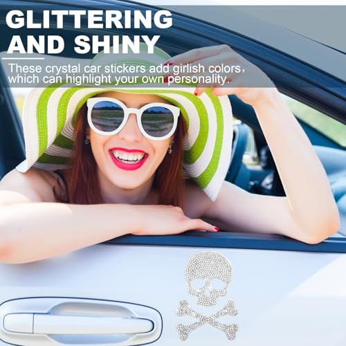 Sparkling Rhinestone Skull & Crossbones Decal for Cars view 5