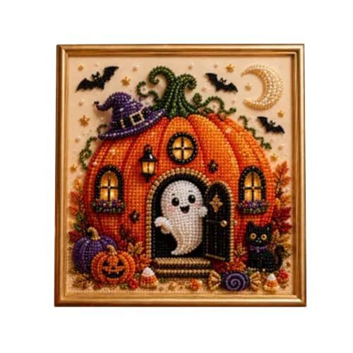 Halloween Ghost Pumpkin House DIY Diamond Art Kit for Home Wall Decor view 2