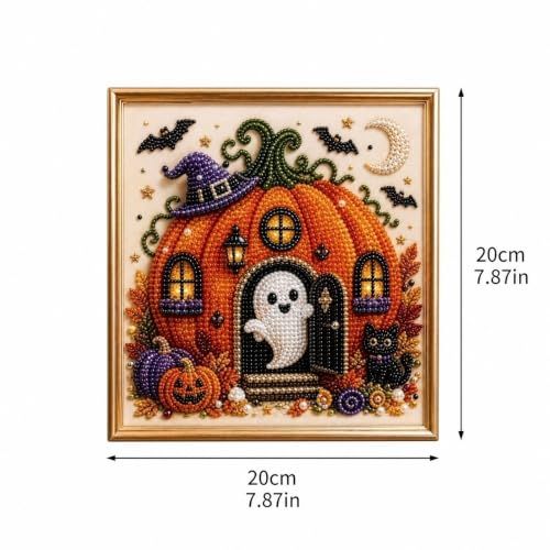 Halloween Ghost Pumpkin House DIY Diamond Art Kit for Home Wall Decor view 3