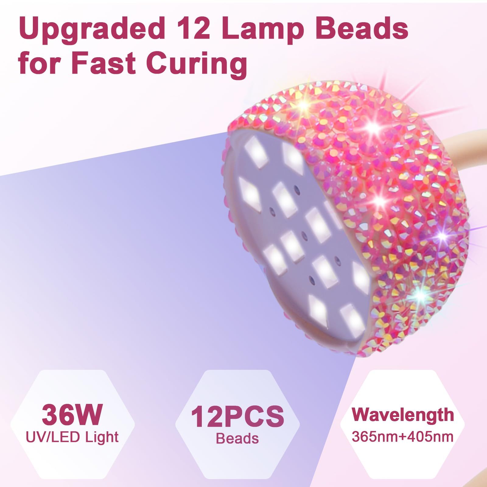 Portable LED Nail Lamp for Home and Professional Nail Art Curing (Pink) view 3