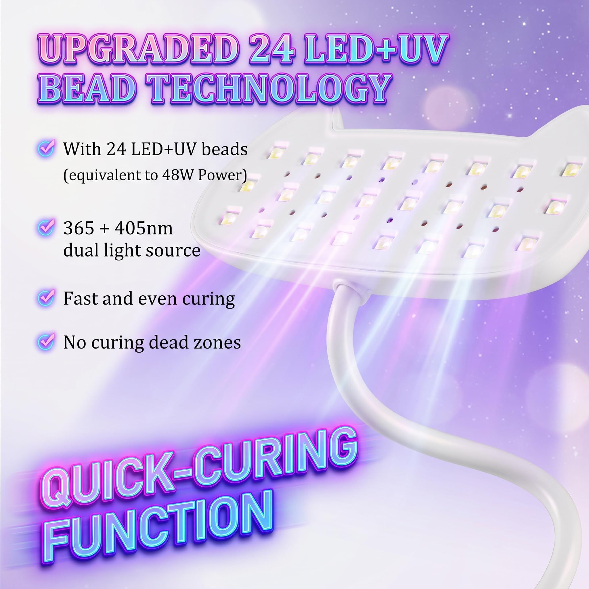 Professional UV LED Nail Lamp for Fast, Even Curing at Home or Nail Salons (White) view 2