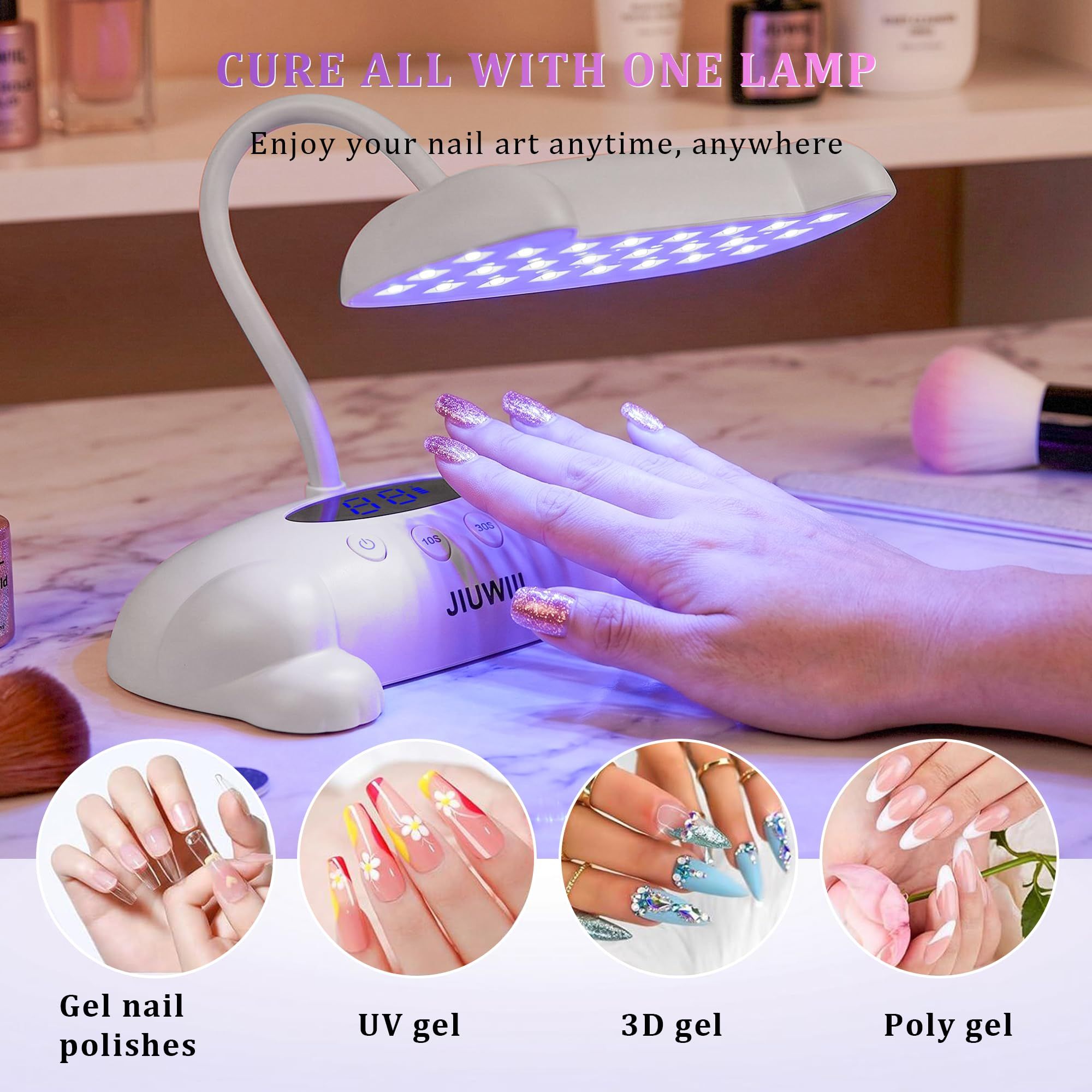 Professional UV LED Nail Lamp for Fast, Even Curing at Home or Nail Salons (White) view 4