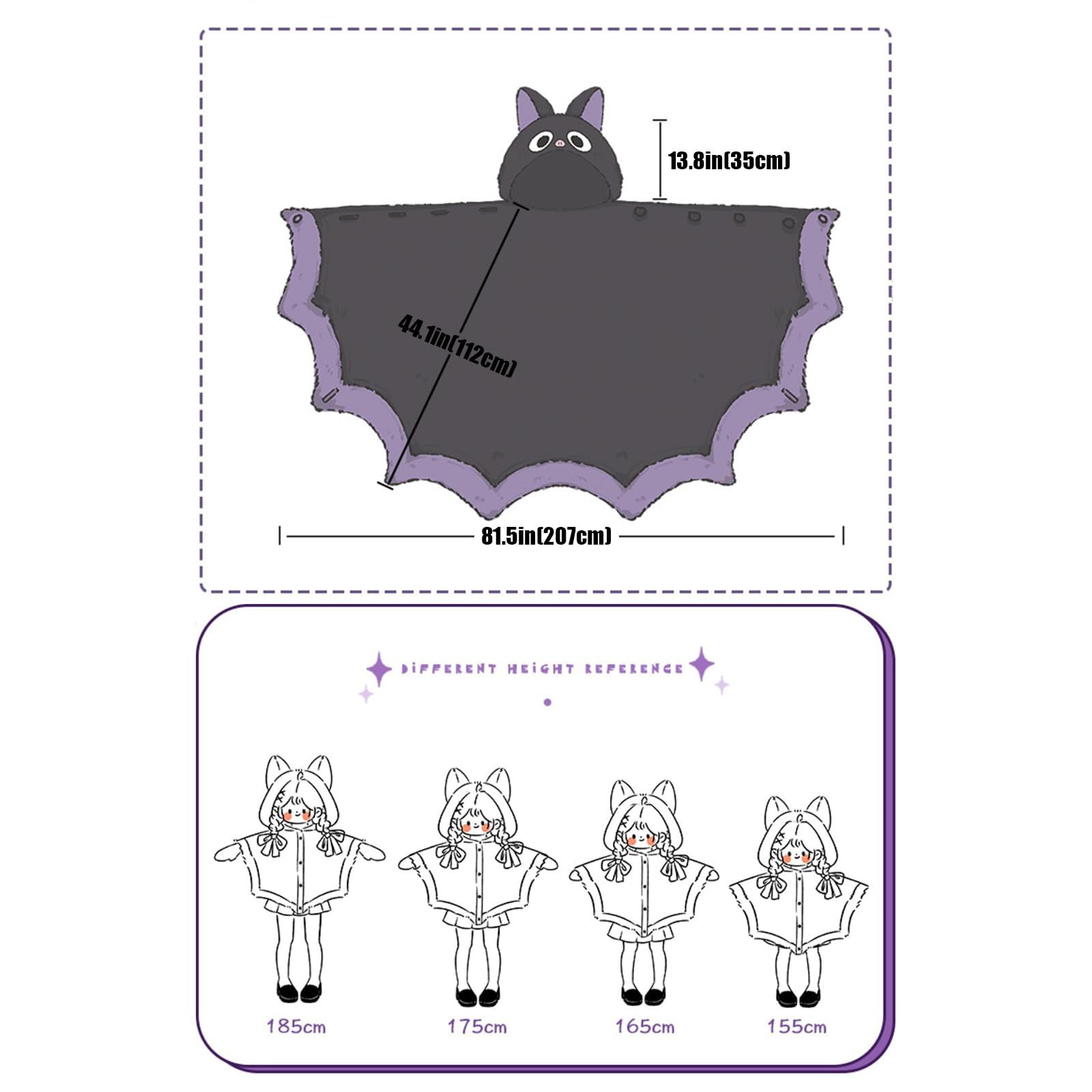 Cozy Bat Hooded Cloak Blanket for Halloween Costumes view 6
