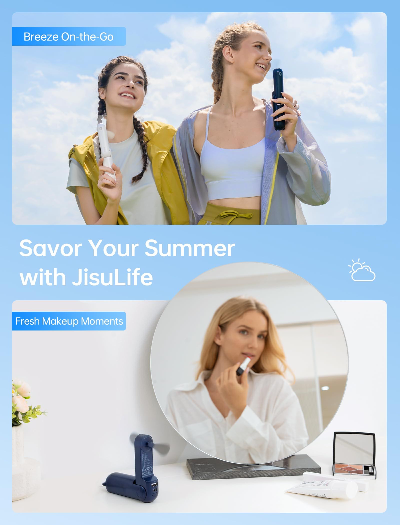 3-in-1 Pocket Fan with Power Bank & Flashlight for Summer Travel view 6
