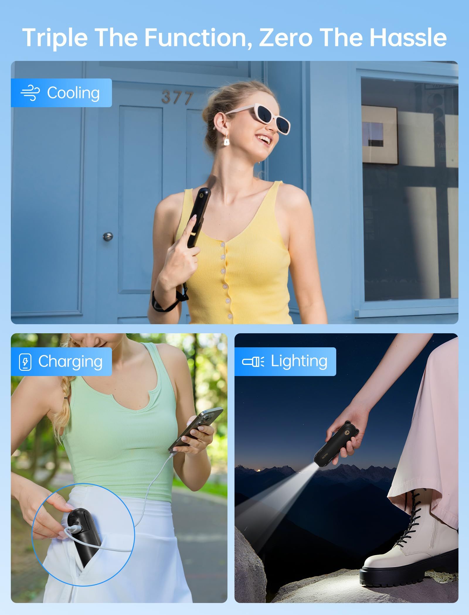 3-in-1 portable fan for cooling view 2