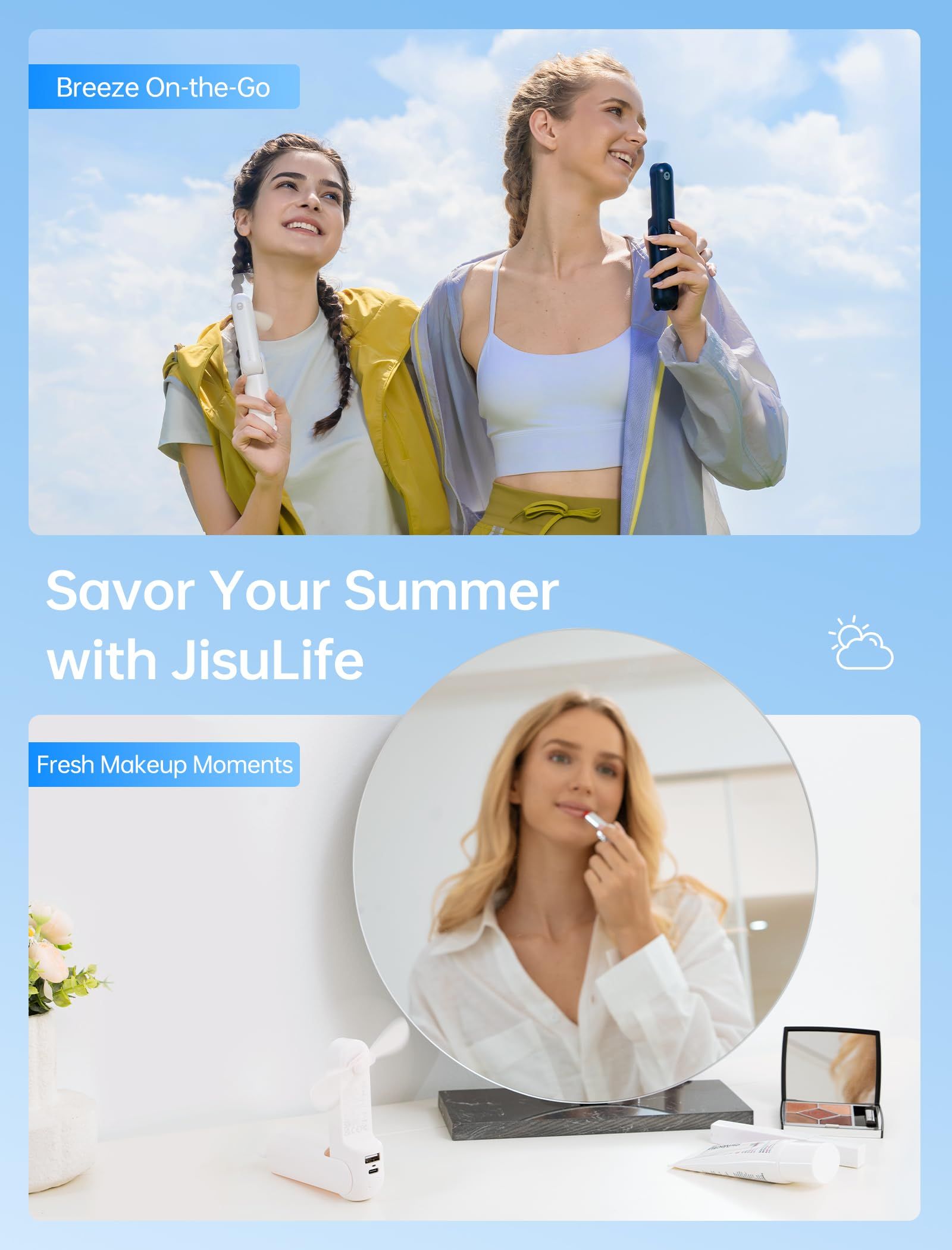 3-in-1 Portable Handheld Fan with Power Bank & Light view 6