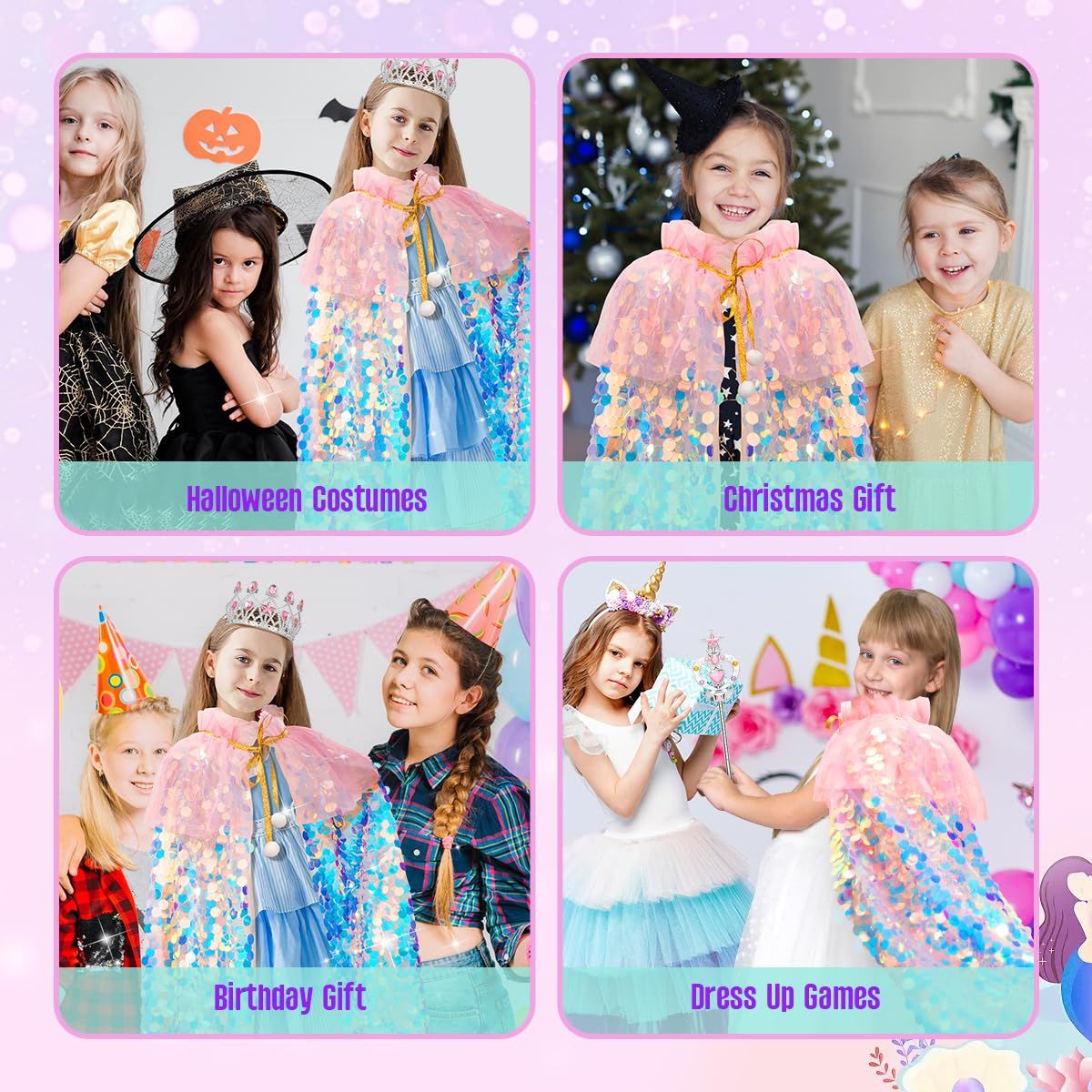 9PCSKids' Mermaid Princess Dress-Up Set for Pretend Play view 6