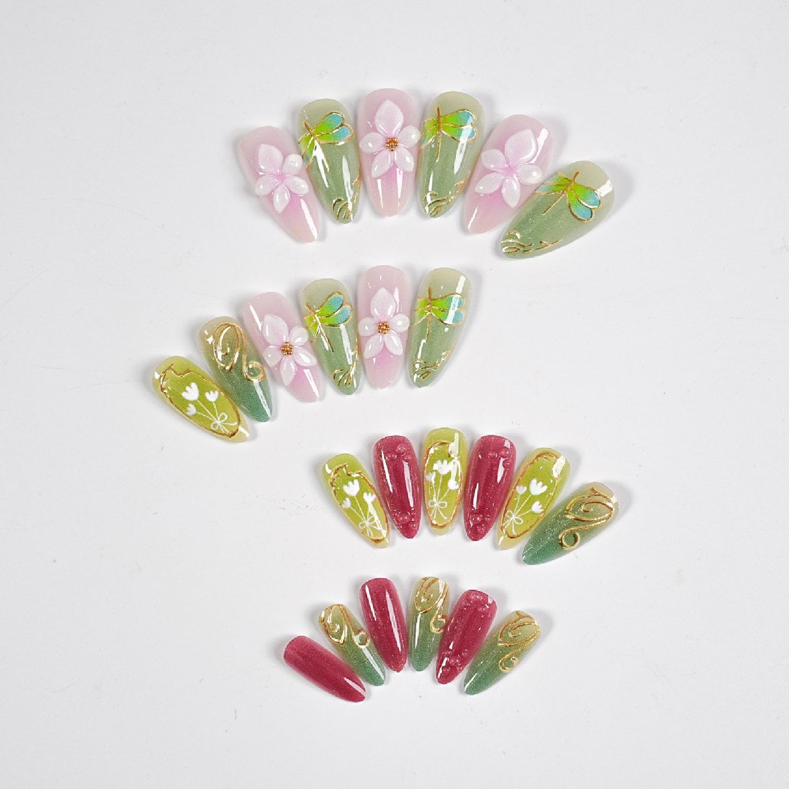 24pcsMedium Almond Press-On Nails For Spring & Summer view 3