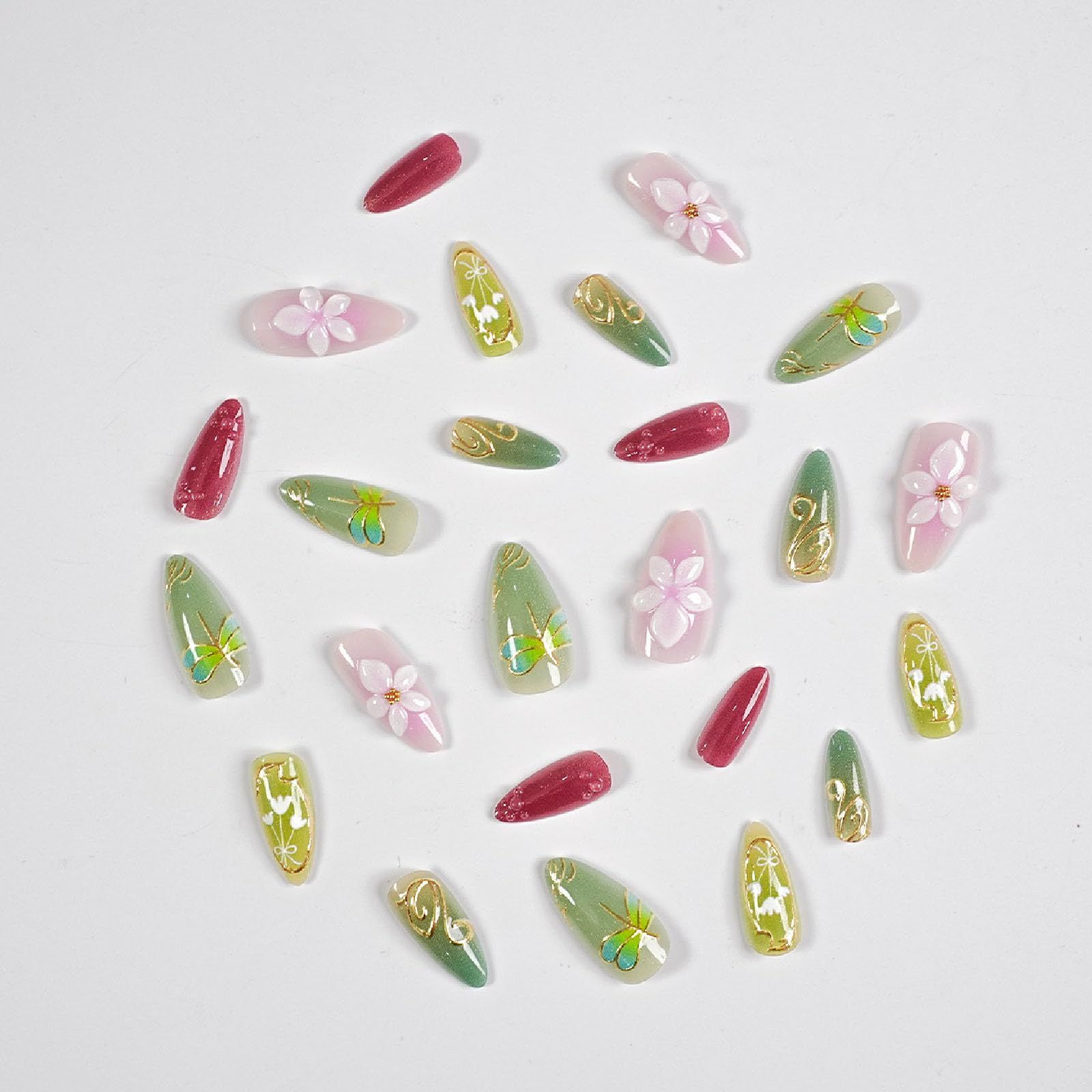 24pcsMedium Almond Press-On Nails For Spring & Summer view 4