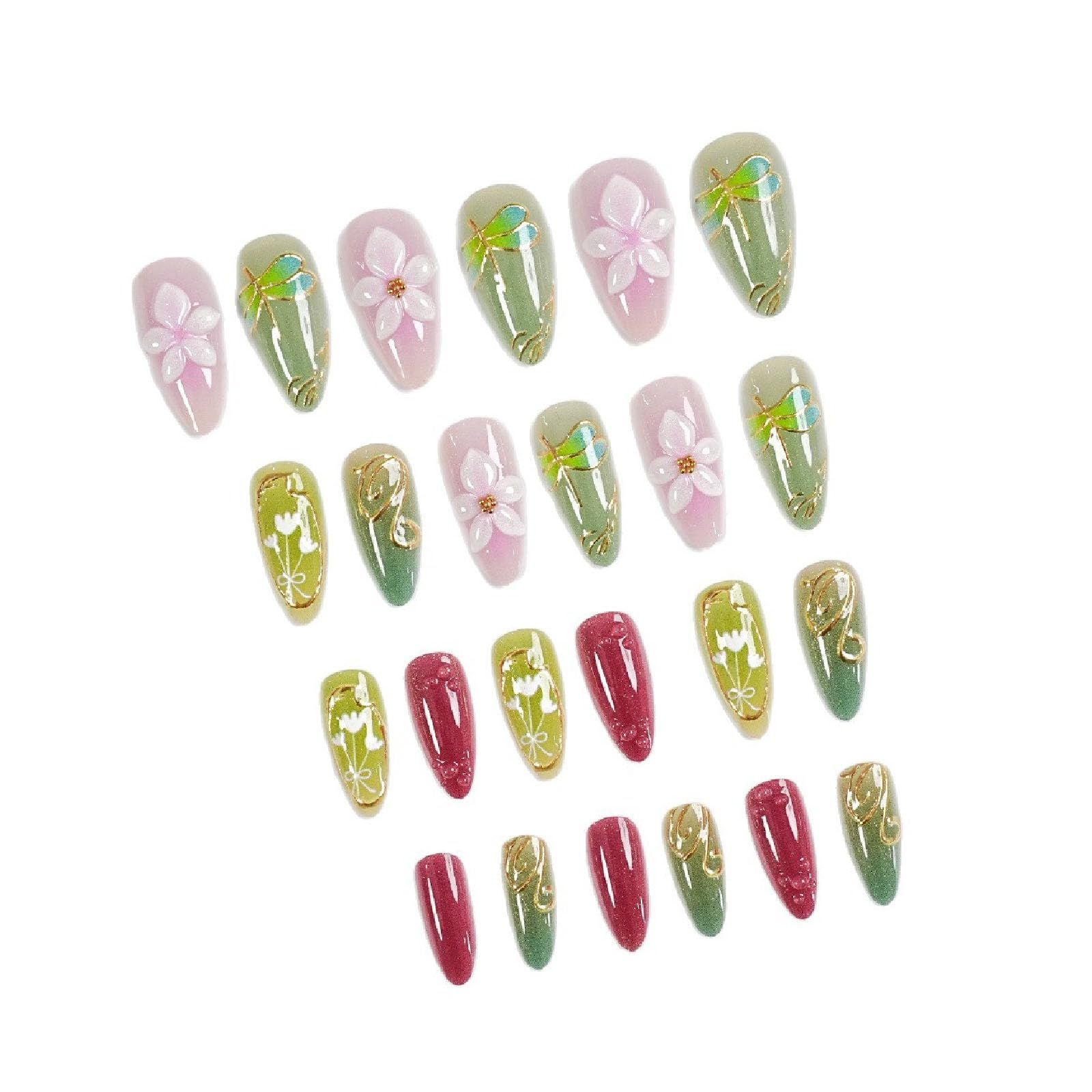 24pcsMedium Almond Press-On Nails For Spring & Summer view 5