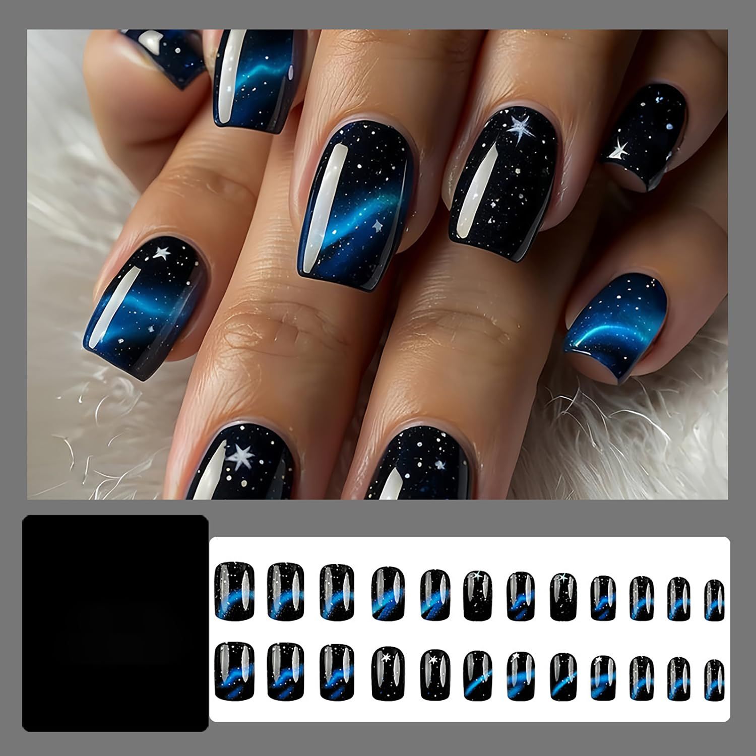 24pcsStarry Galaxy Press-On Nails for Parties view 2
