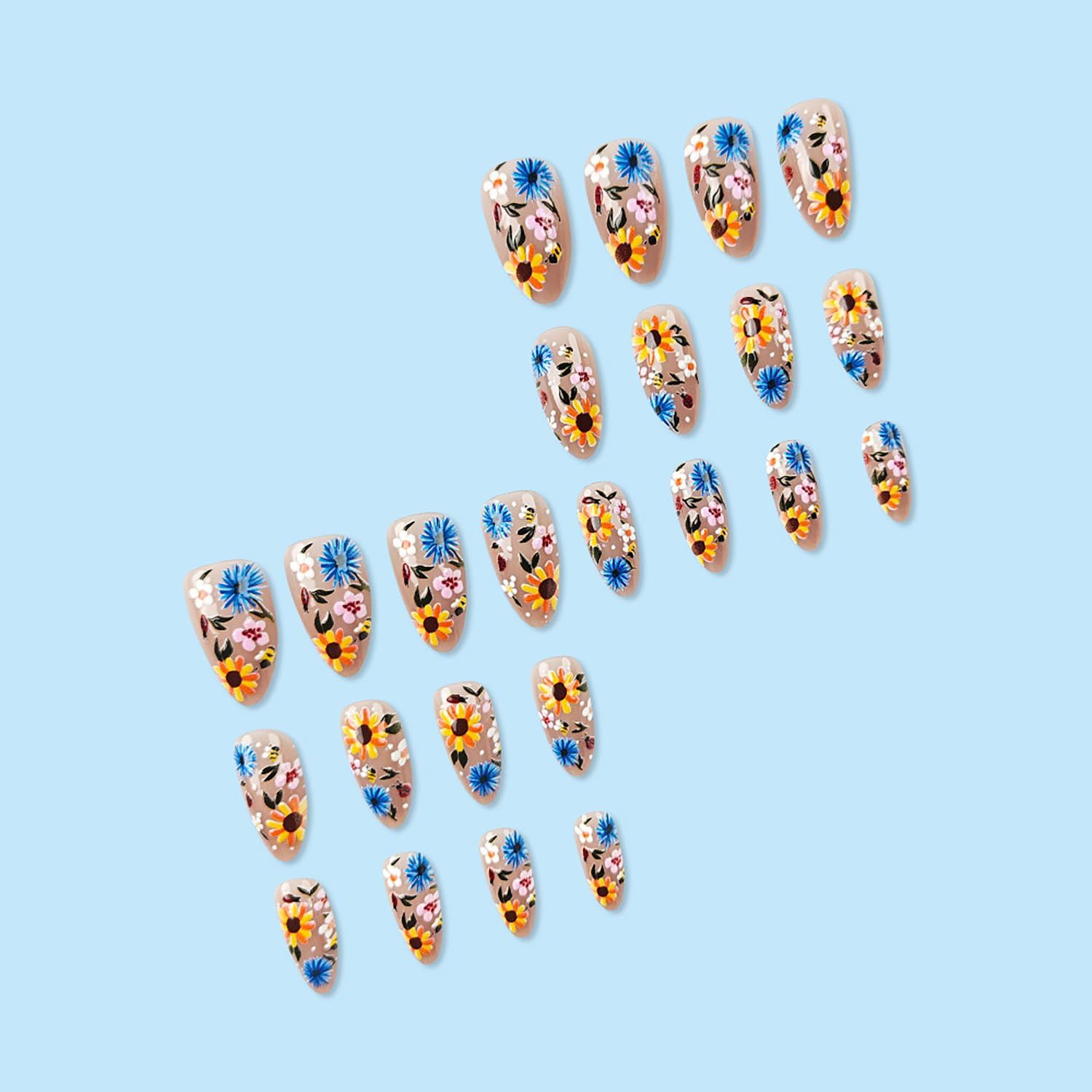 24pcsSpring Floral Press-On Nails – Easy view 4