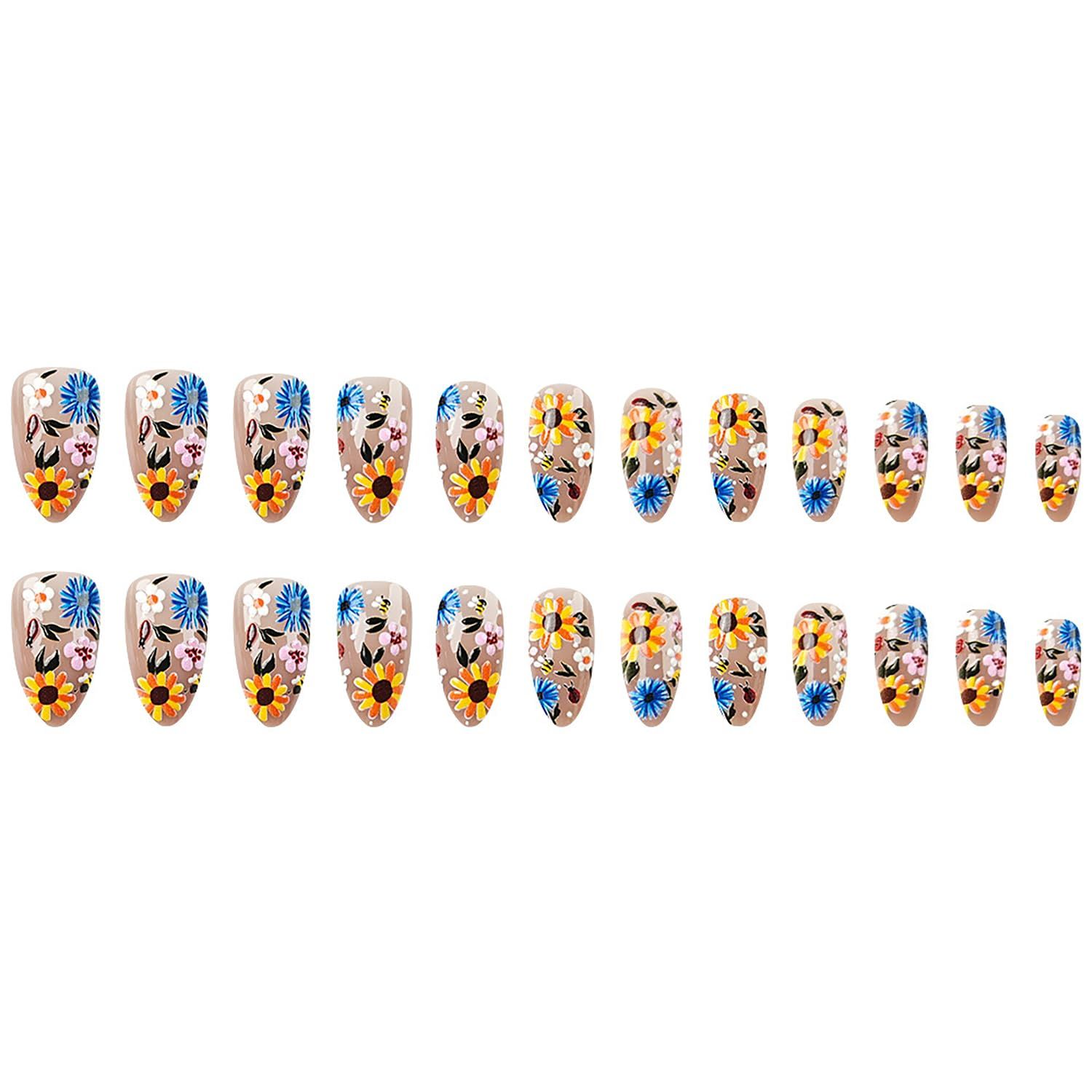24pcsSpring Floral Press-On Nails – Easy view 5
