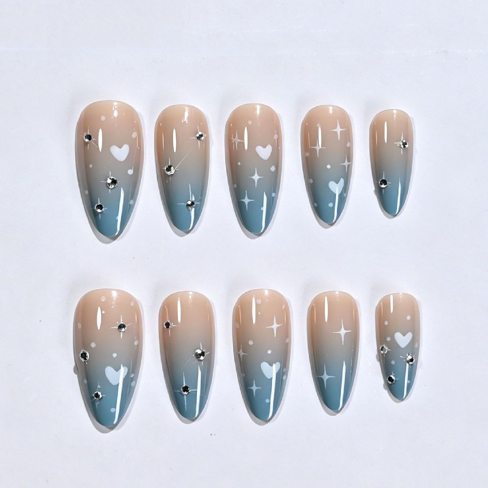 24pcsGlossy Ombre Press-On Nails for Chic Daily Wear & Special Occasions (blue) view 3