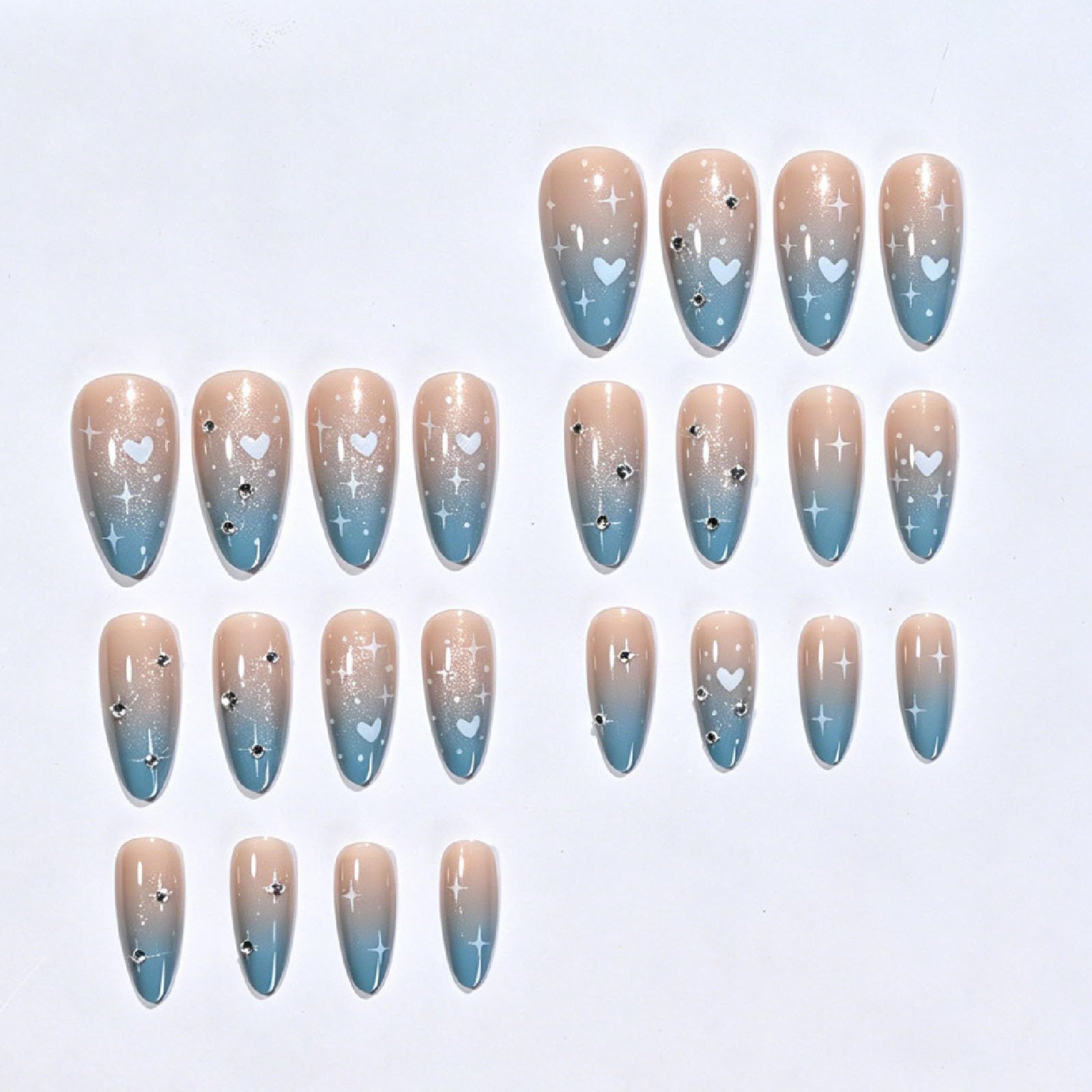 24pcsGlossy Ombre Press-On Nails for Chic Daily Wear & Special Occasions (blue) view 5