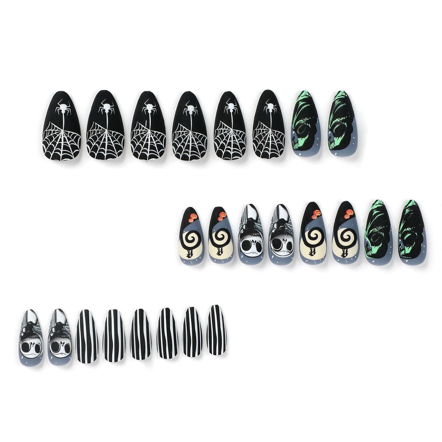24pcsSpooky Nightmare Fake Nails for Halloween Parties & Themed Events (Black) view 4