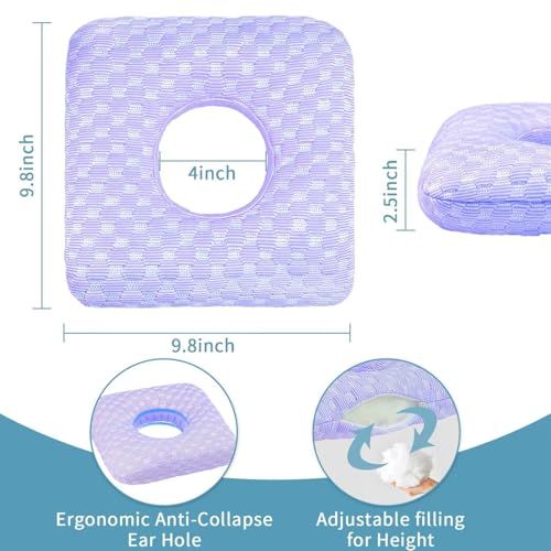 Side-Sleepers Ear Pillow with Hole for Pain-Free view 4