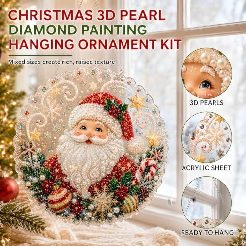 DIY Christmas Diamond Art Hanging Decoration for Festive Home & Party Decor (red) view 3