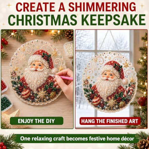 DIY Christmas Diamond Art Hanging Decoration for Festive Home & Party Decor (red) view 4