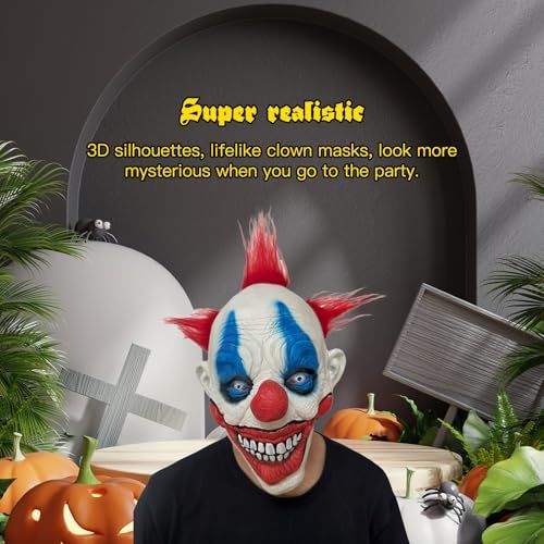 Scary Clown Mask for Halloween Costume Parties view 4