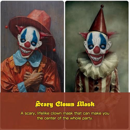 Scary Clown Mask for Halloween Costume Parties view 6