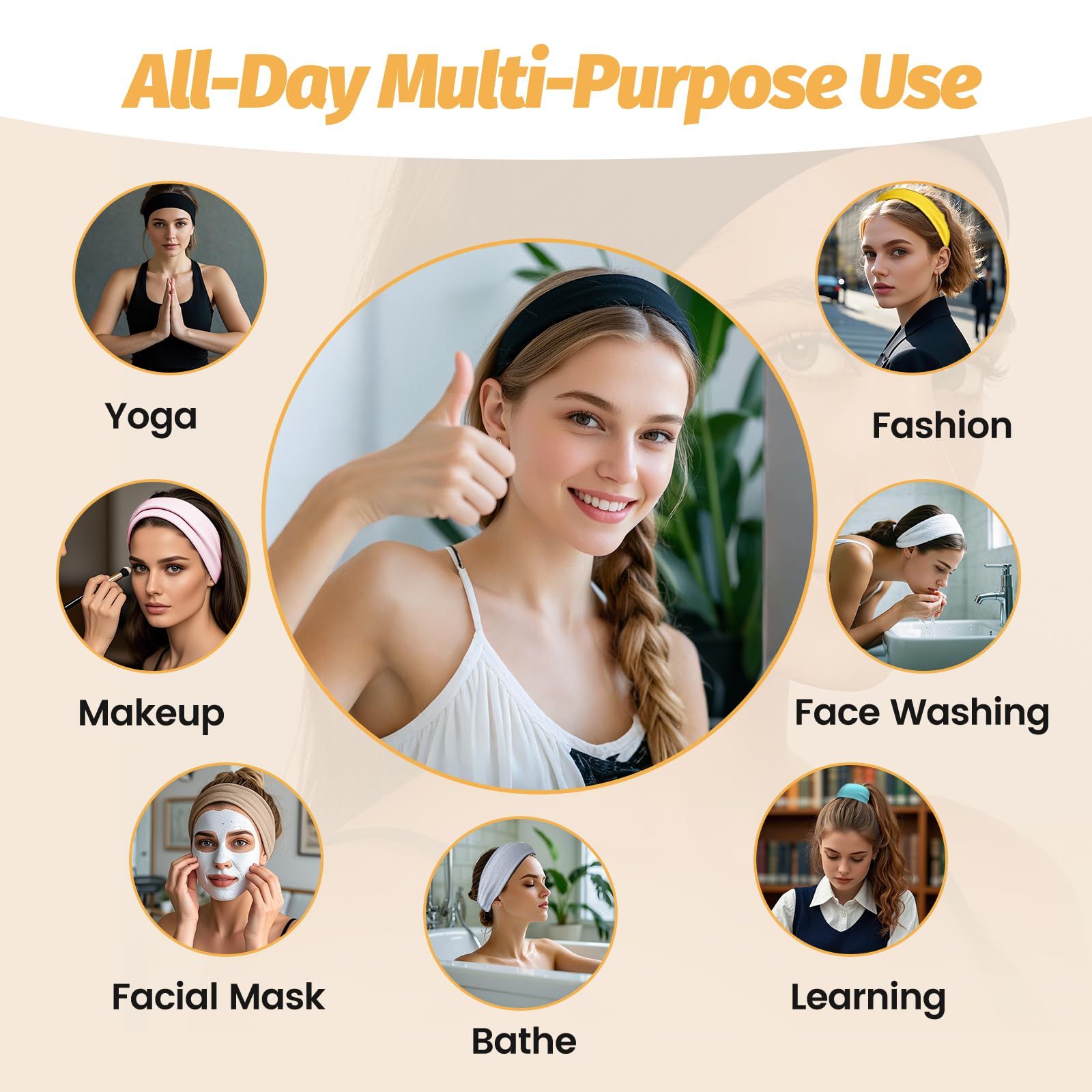 6pcsStretchy Non-Slip Headbands for Sports view 4