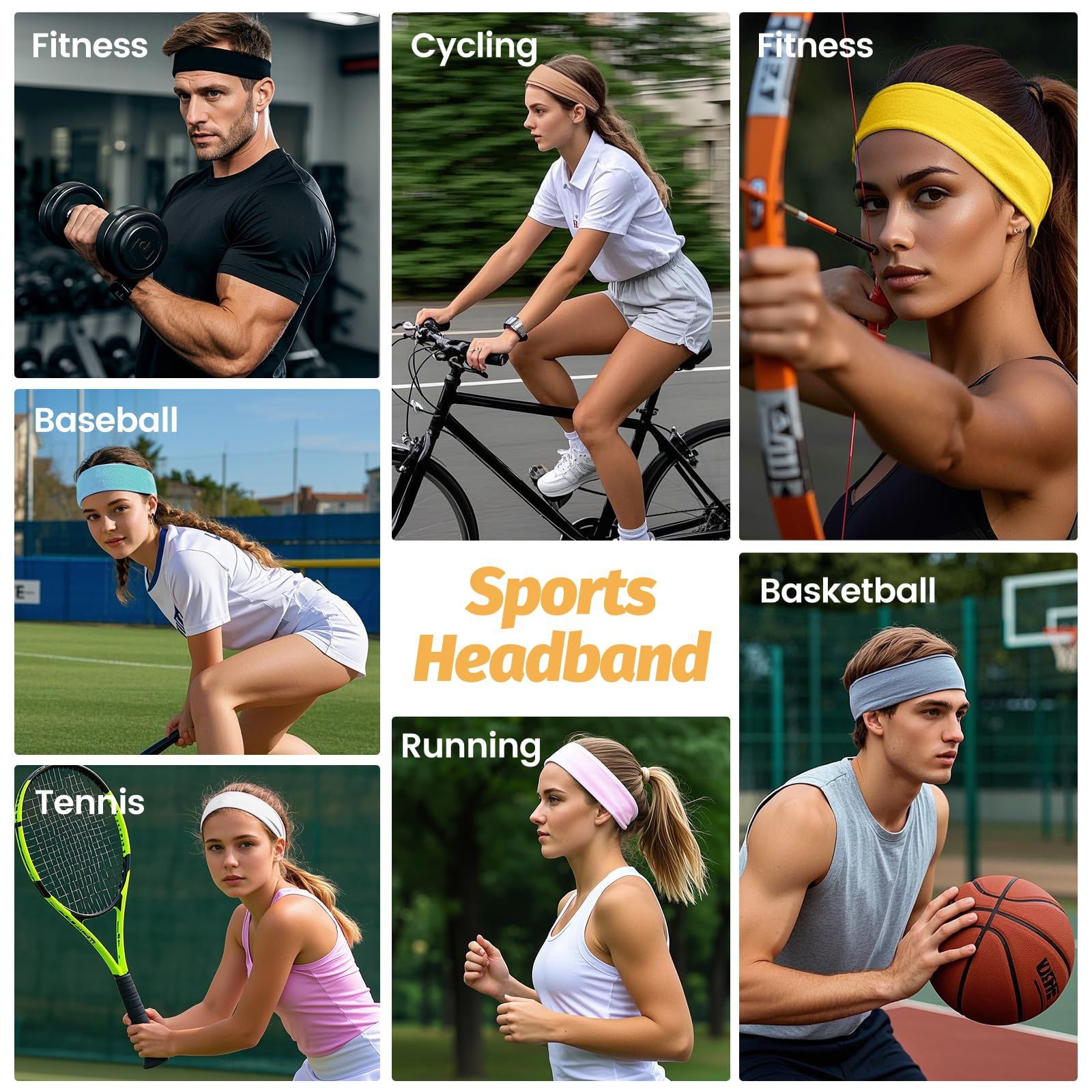 6pcsStretchy Non-Slip Headbands for Sports view 6