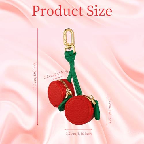 Cute Cherry-Shaped Mini Pouch Bag Charm for Backpacks, Handbags and Luggage (Red) view 2