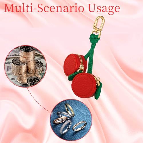 Cute Cherry-Shaped Mini Pouch Bag Charm for Backpacks, Handbags and Luggage (Red) view 3