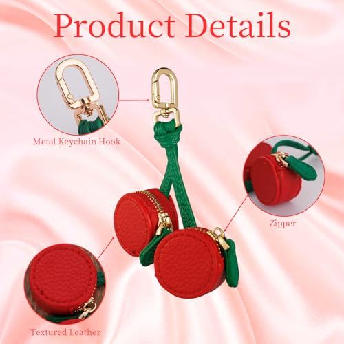 Cute Cherry-Shaped Mini Pouch Bag Charm for Backpacks, Handbags and Luggage (Red) view 4