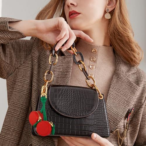 Cute Cherry-Shaped Mini Pouch Bag Charm for Backpacks, Handbags and Luggage (Red) view 5