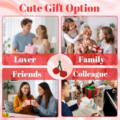 Cute Cherry-Shaped Mini Pouch Bag Charm for Backpacks, Handbags and Luggage (Red) view 6