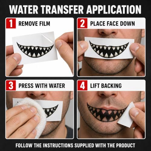 10 Horror Mouth Temporary Tattoos for Halloween Costumes view 7