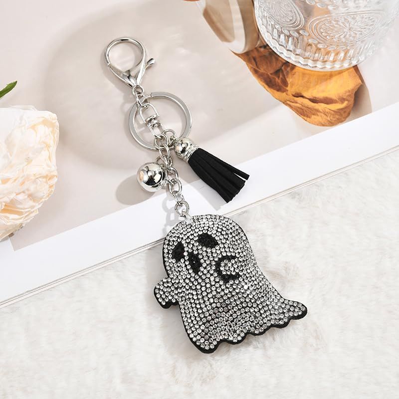 Sparkly Ghost Keychain for Keys, Bags, Car Decor, Halloween & Daily Use (Silver) view 2