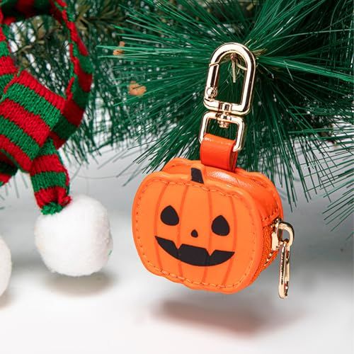 Cute Halloween Pumpkin & Spider Web Keychain Pouches For Bags & Backpacks (Orange) view 3
