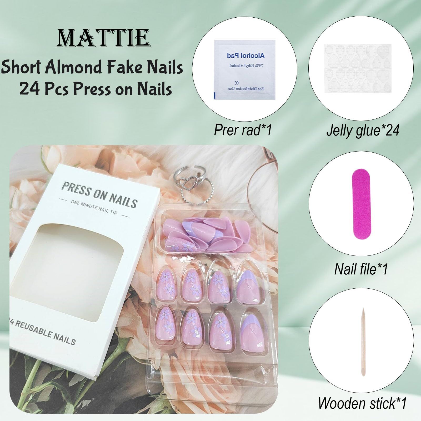 24pcsReusable Fake Nails For Daily Wear view 7
