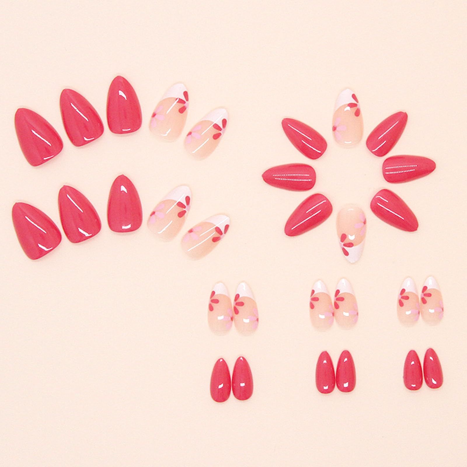 24pcsPress-on Nails for Daily Wear, Parties, and Quick Manicure Looks (cherry red) view 5