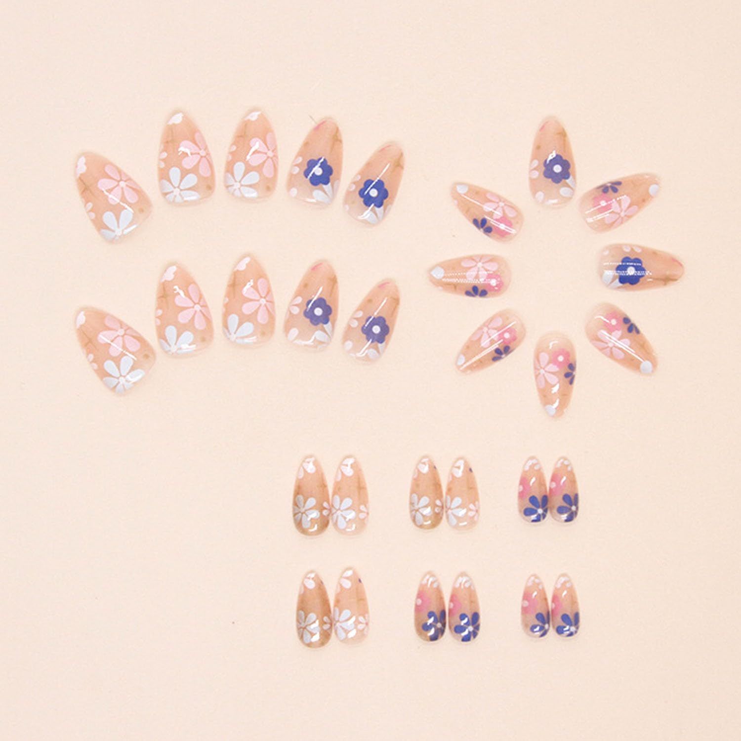 24pcsReusable Floral Press-On Nails for Everyday Style view 2