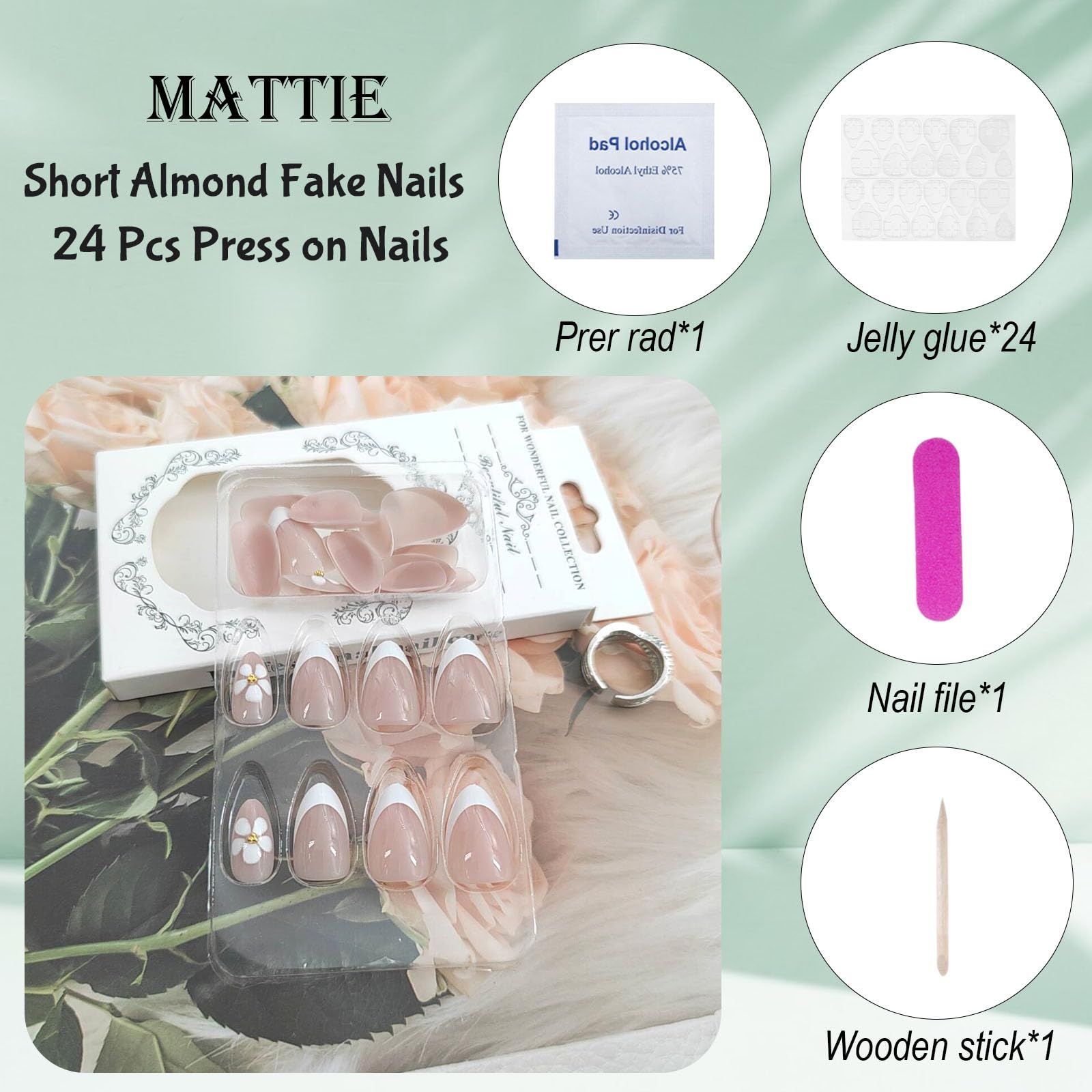 24pcsElegant Almond Fake Nails view 7
