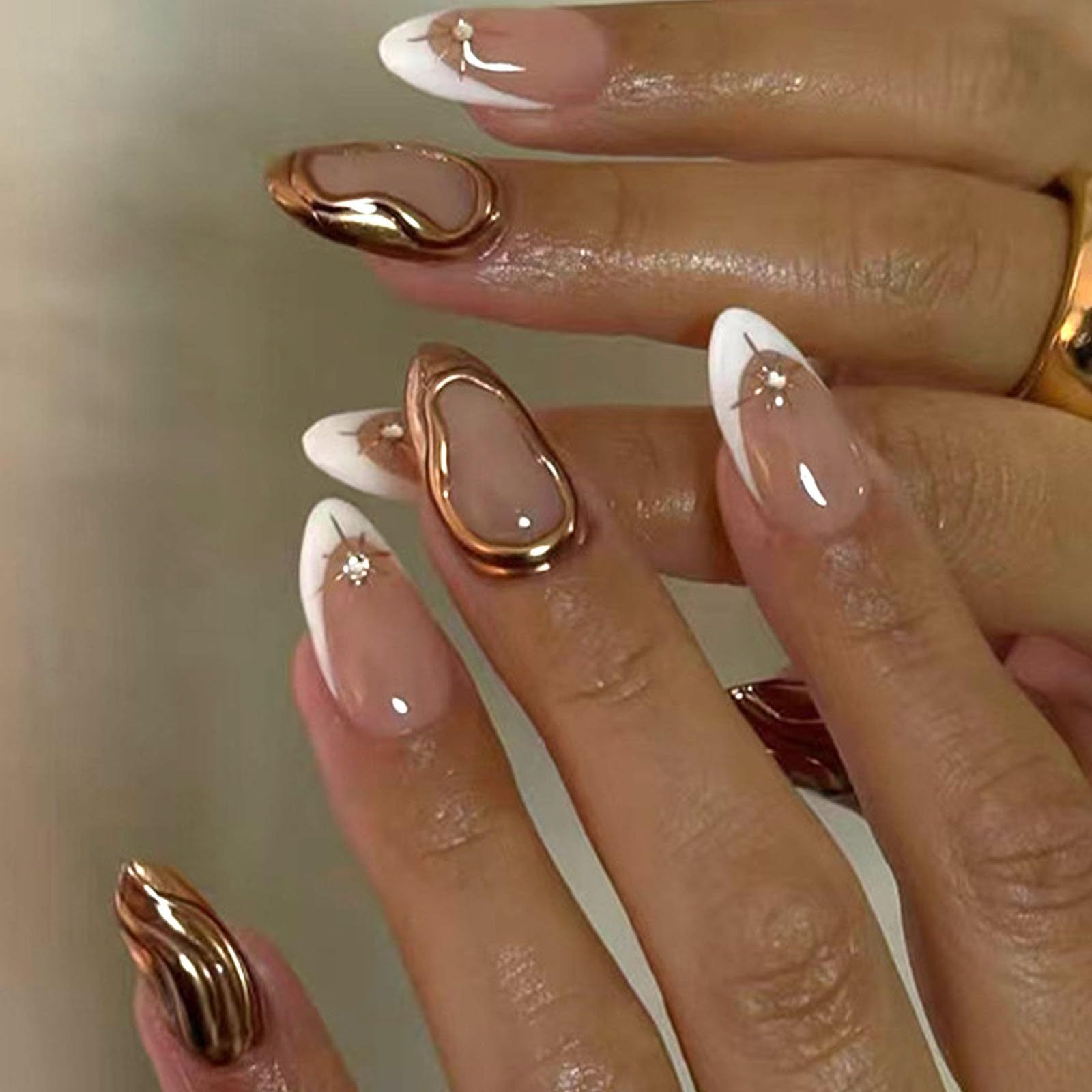 24pcsLuxury Almond Press-On Nails For Women