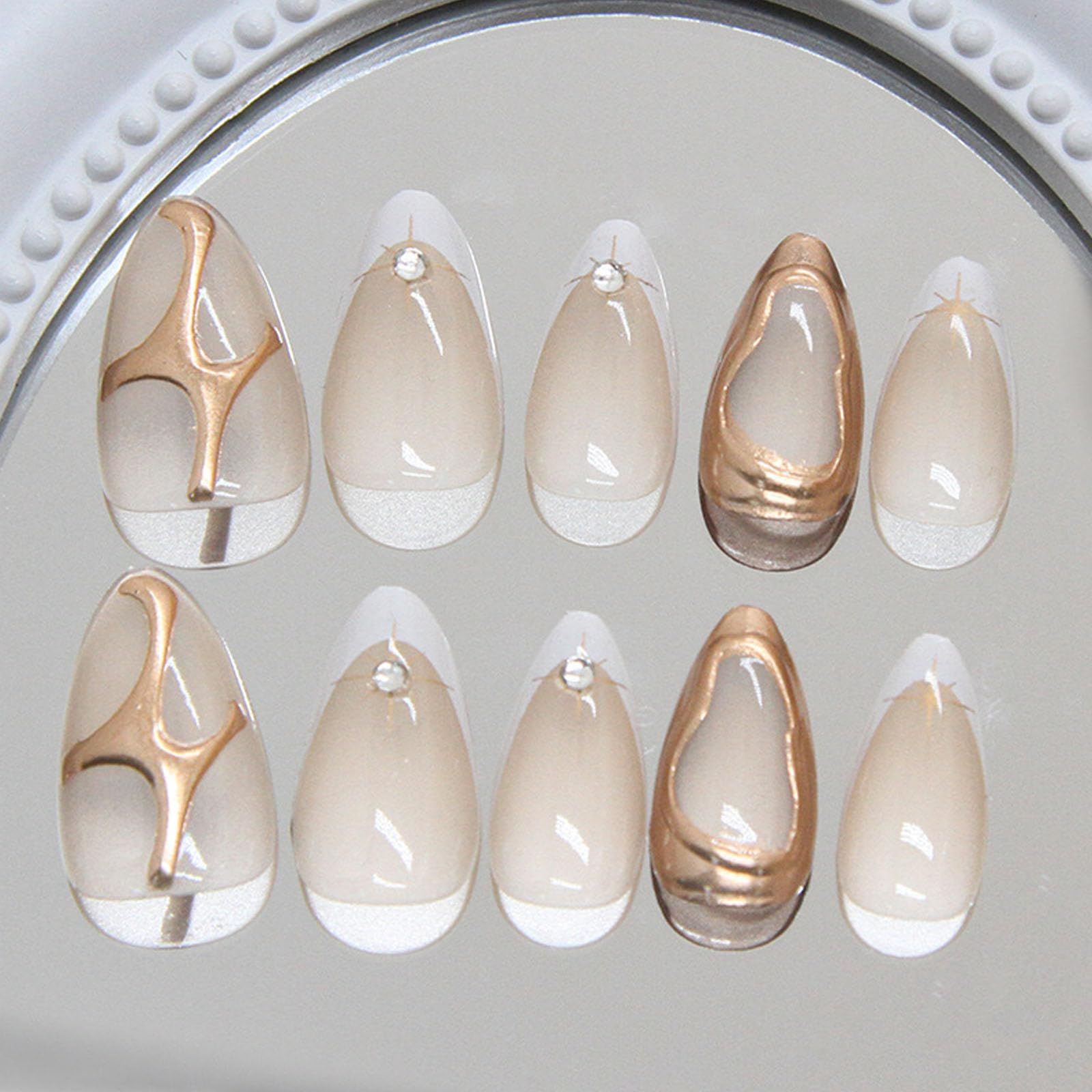24pcsLuxury Almond Press-On Nails For Women view 2