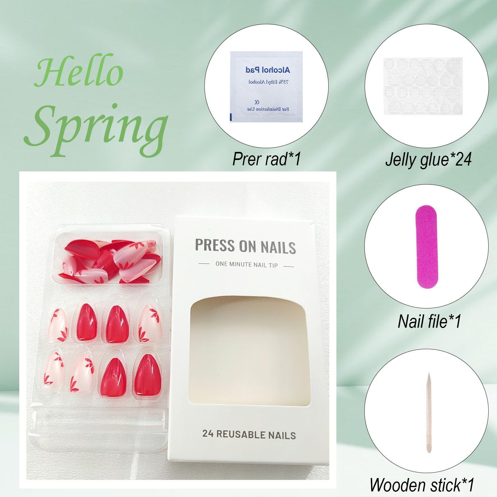 24pcsPress-on Nails Kit for Events view 6