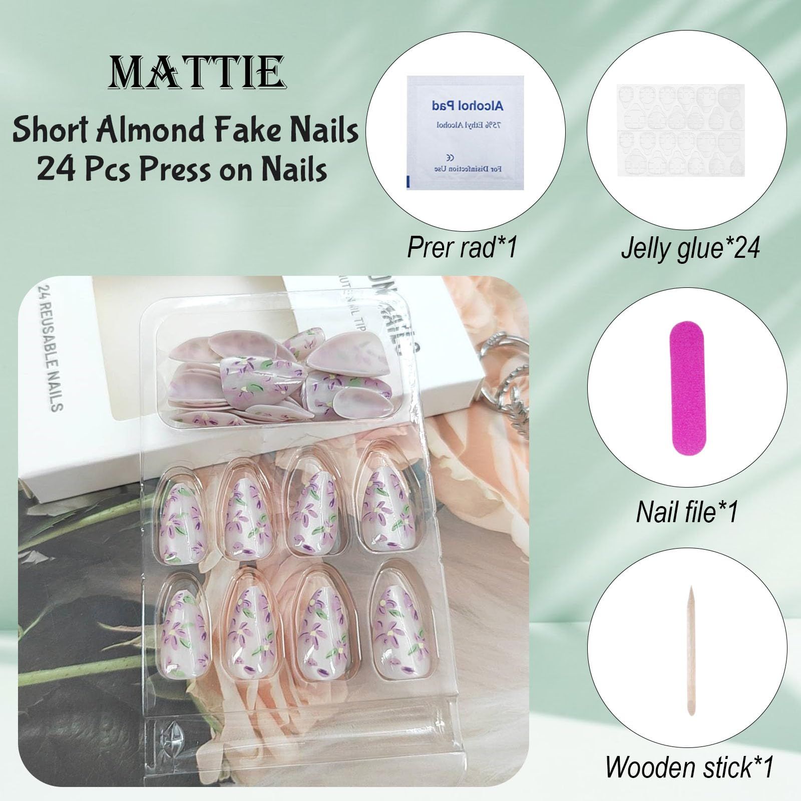 24pcsReusable Press-On Nails for Daily Wear & Special Occasions view 7