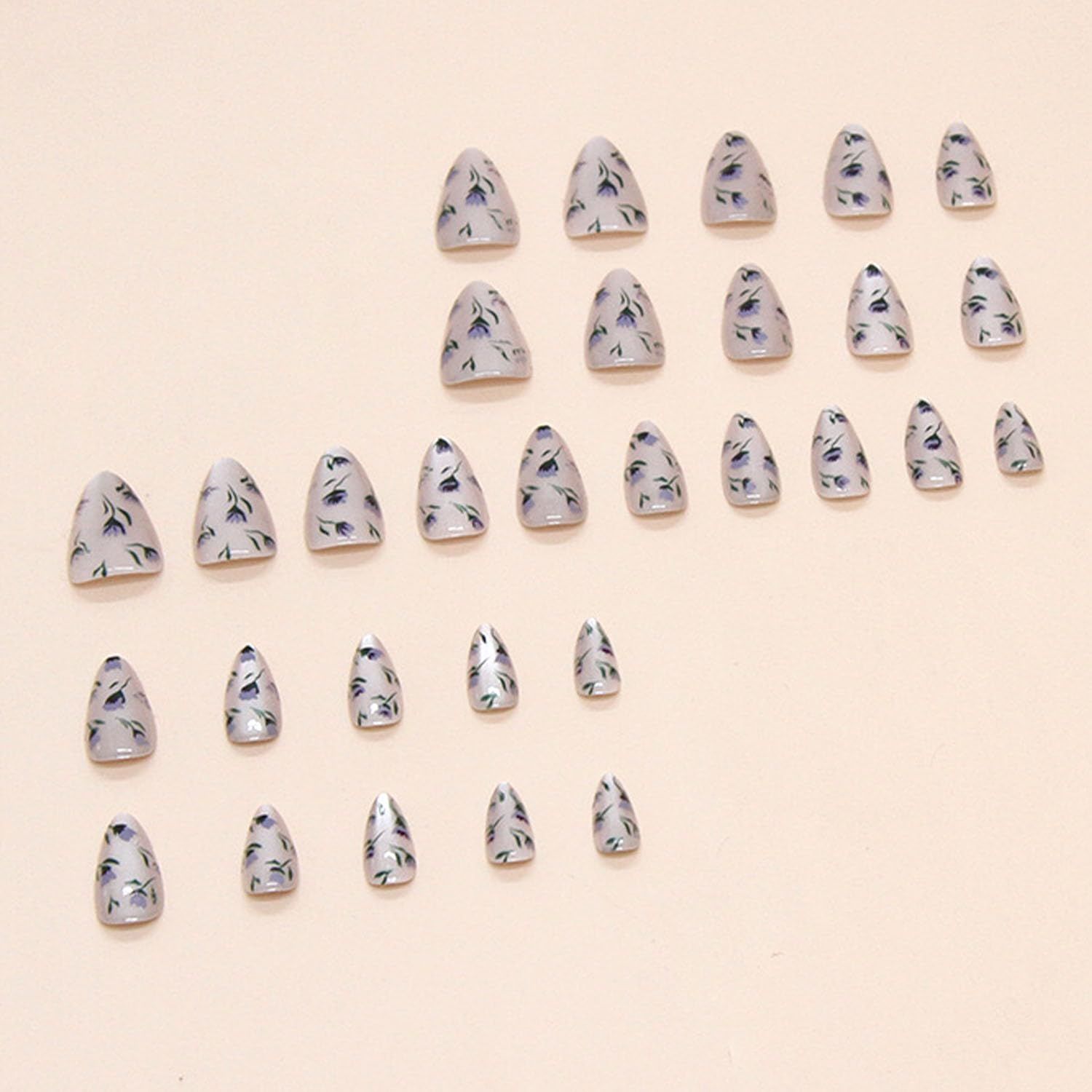 24pcsCute Reusable Press-On Nails With Floral Design For Daily Wear view 3