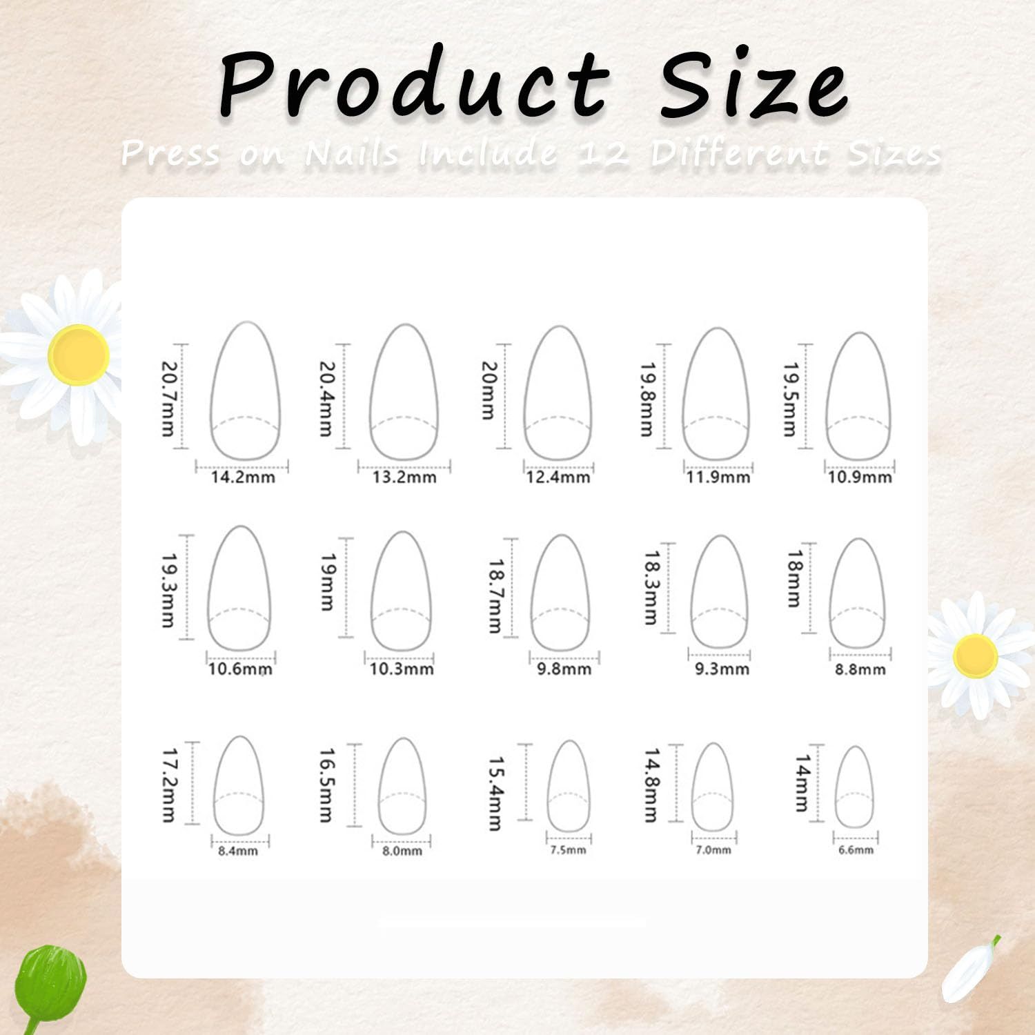 24pcsCute Reusable Press-On Nails With Floral Design For Daily Wear view 6